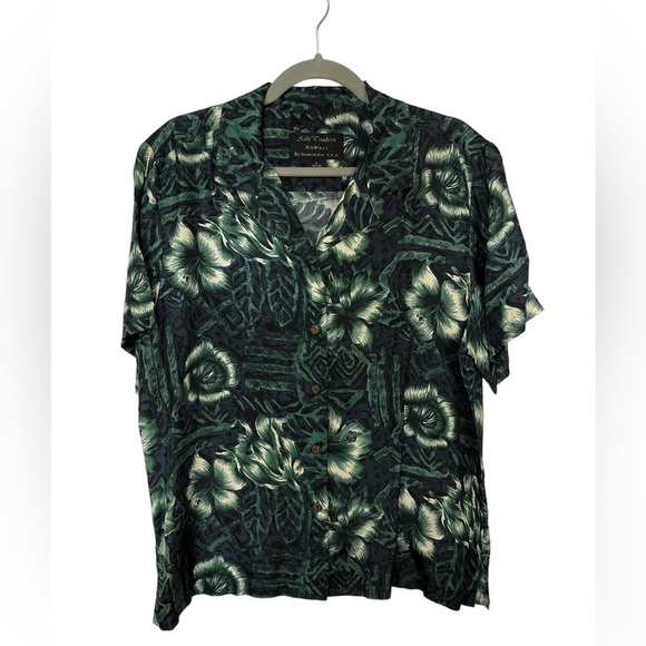 Silk Traders Tops - Silk Traders Hawaii Women’s Top Blouse Floral Silk Button Short Sleeve